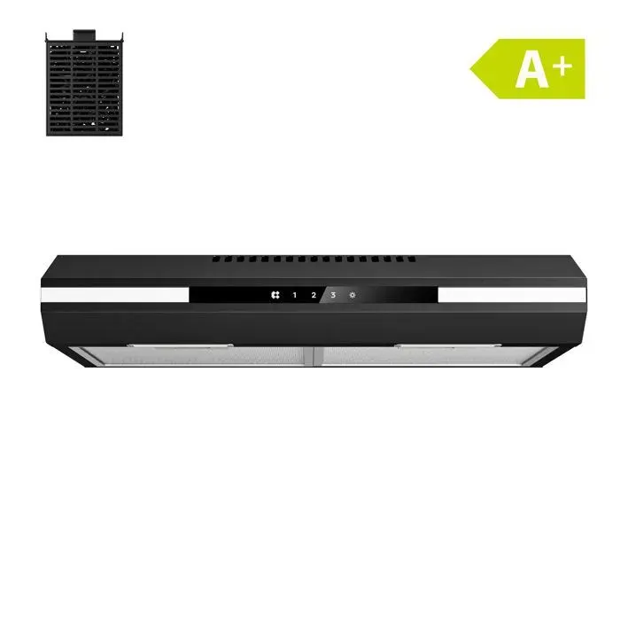 CIARRA Hotte Casquette 60cm Tactile 325m3/h Recyclage ou Evacuation Hotte Encastrable Noir CD6921B