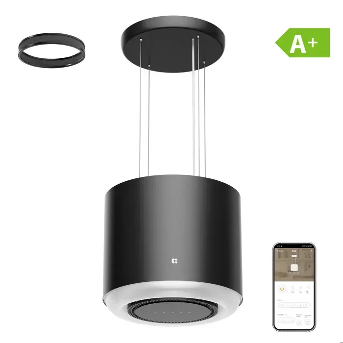 CIARRA Hotte Ilot 41cm App Contrôle A+ 550m3/h Booster Hotte Recyclage Touche Tactile Noir CD4838B