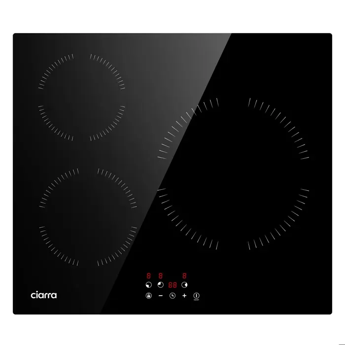 CIARRA Plaque Induction 3 foyers avec Minuterie 5600W Touche Sensitive Auto-Stop Encastrable 59cm CD3BIH-A