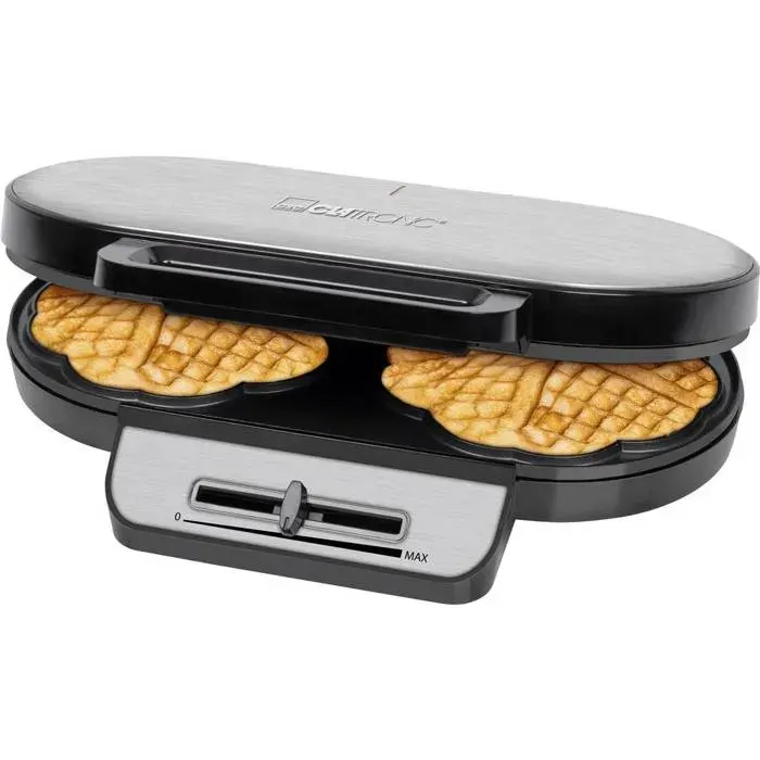 Clatronic WA 3745 Double gaufrier inox noir