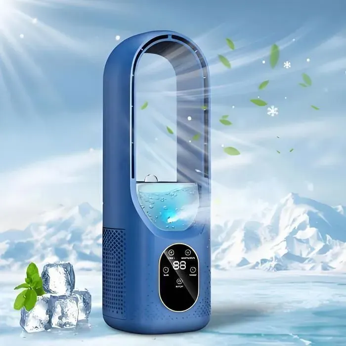 Climatiseur mobile 3-en-1 - JUNCHEN - Mini (lot 10) - USB rechargeable - 6 vitesses - LED 7 couleurs