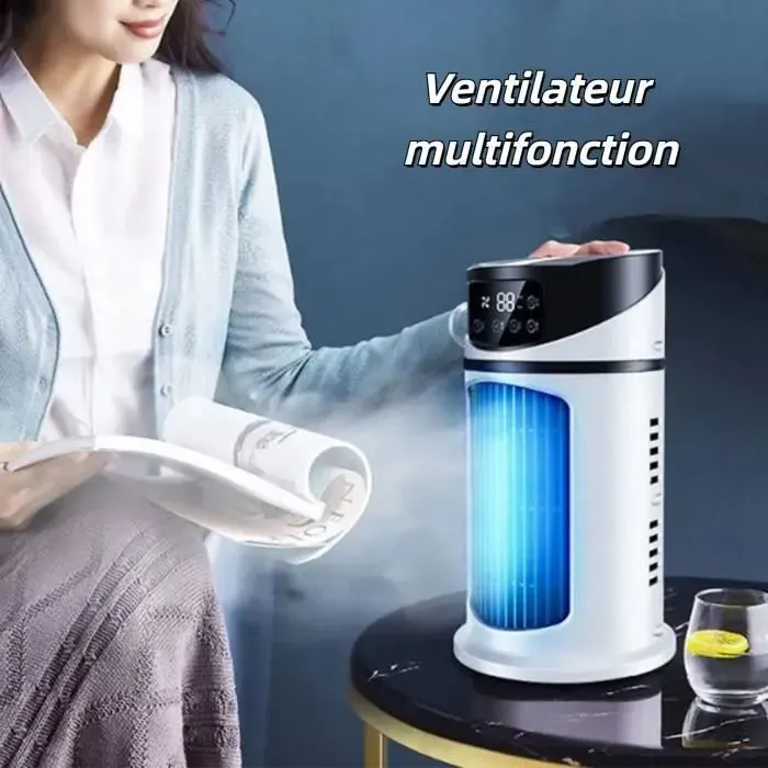 Climatiseur portable - VVIKIZY - Mini climatiseur - Blanc - 145.5x240 mm - 3 vitesses - Oscillation