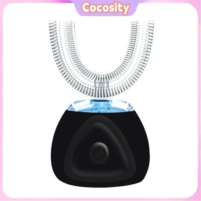 Cocosity brosse à dents électrique pour adultes Brosse à dents électrique en forme de U pour adultes luminaire linge Noir