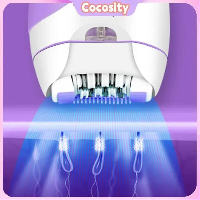 Cocosity Épilation électrique Épilateur électrique à tête amovible Rechargeable pour femmes et hommes hygiene Violet