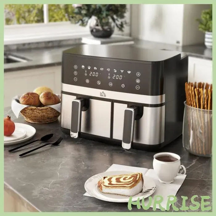 Cocosity Friteuse À Air Sans Huile Air Fryer Double Compartiment 85 L 2700 W - 8 Programmes Température Réglable Minuterie