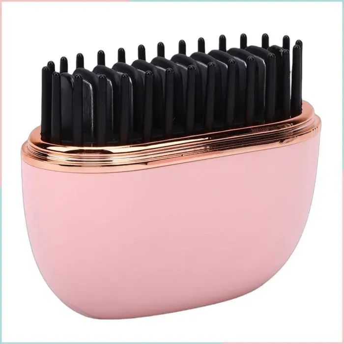 Cocosity peigne à lisser les cheveux sans fil Mini brosse à lisser les cheveux sans fil PTC 30S à chauffage hygiene brosse Rose