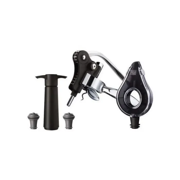 Coffret 5 pièces VACUVIN - Wine Set Air Deluxe - Tire-bouchon à levier aérateur pompe et bouchons