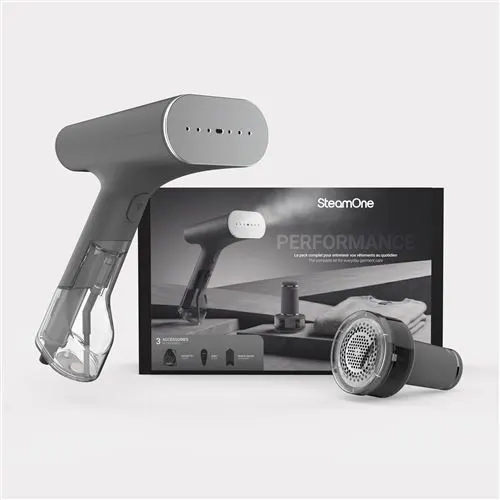 Coffret defroisseur portatif SteamOne Simon XL V2 gris et rasoir anti-peluche RP20 gris