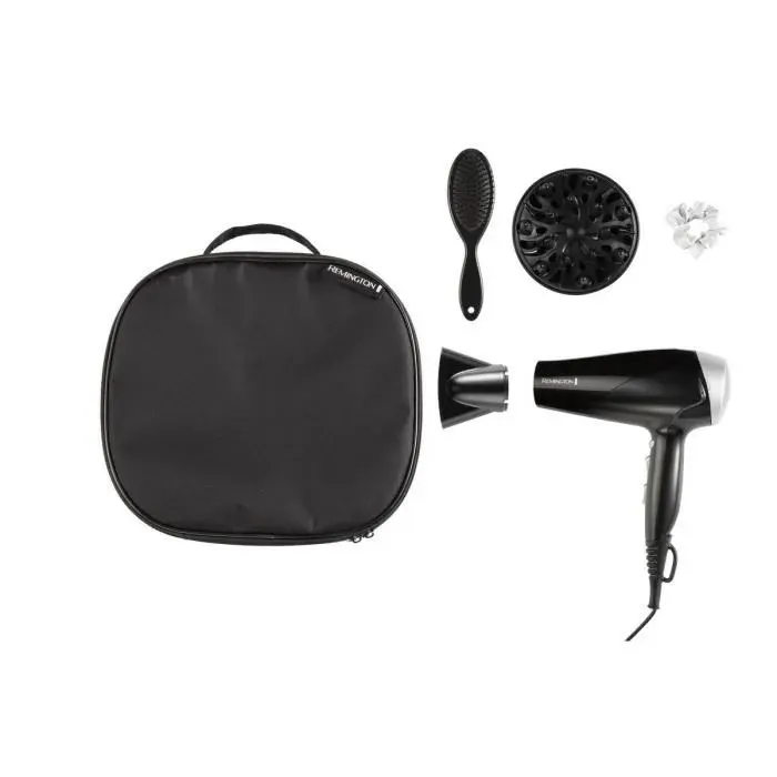 Coffret sèche-cheveux Style Edit Remington D3171GP – 2200W - Vanity de rangementDiffuseur Brosse plate et Chouchou en soie