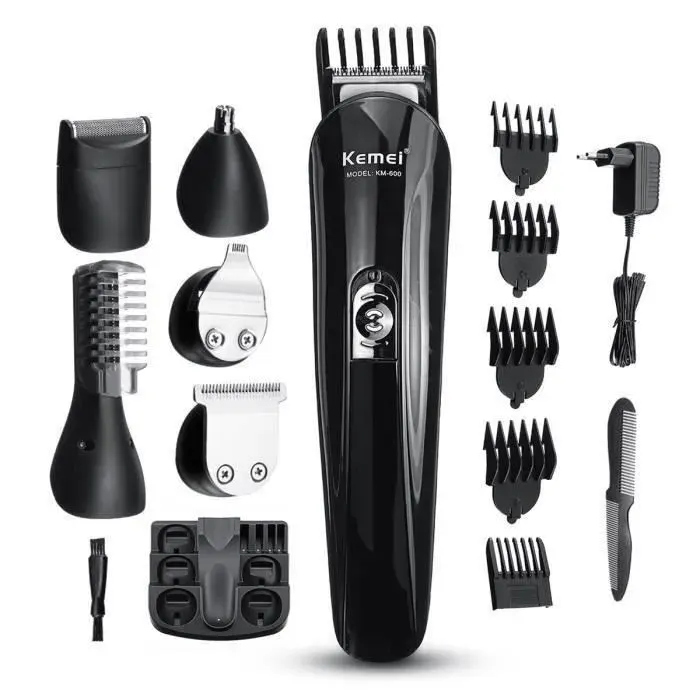 Coffret tondeuse cheveux barbe pro - TepidBee - cadeaux homme coiffeur électrique 6 en 1 usb — coloris Noir