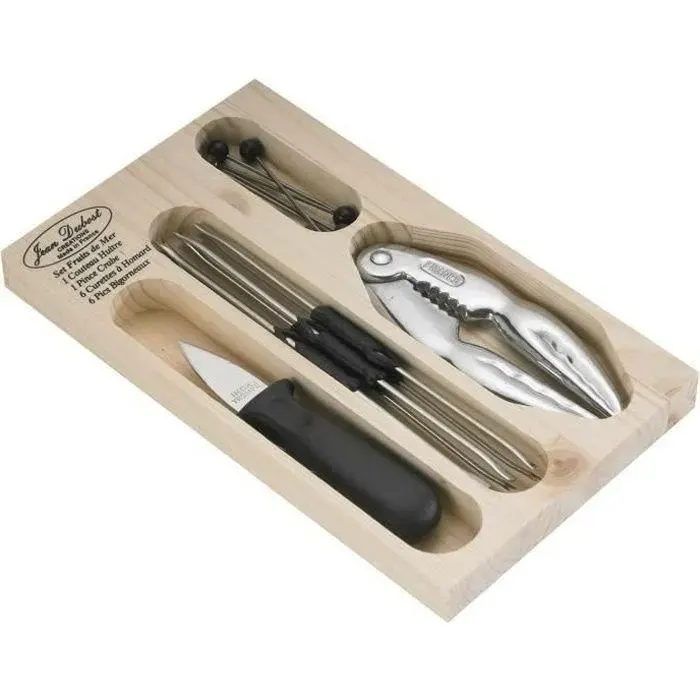 Coffret ustensiles fruits de mer - JEAN DUBOST - 14 pièces - Acier inoxydable - Compatible lave-vaisselle - Noir