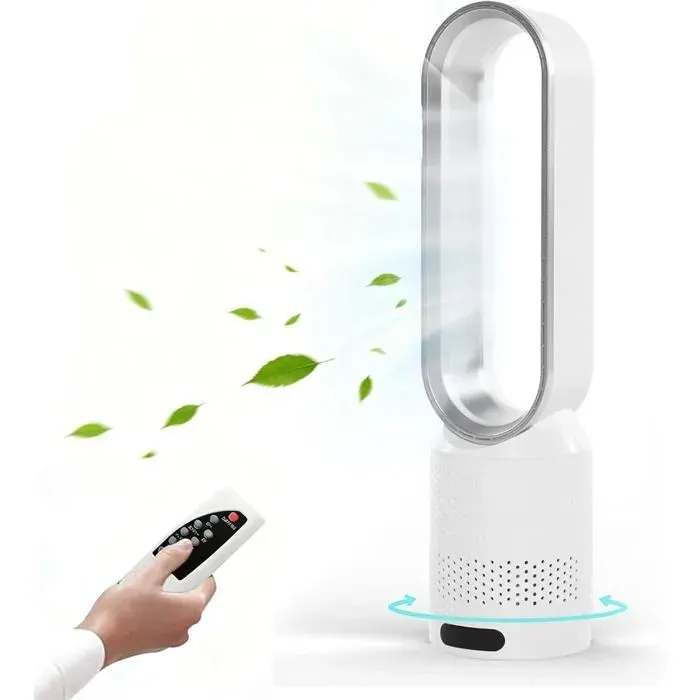 Colonne Sans Pale avec Télécommande Hauteur 58cm avec 8 Vitesses Oscillation 90°Ventilateur Tour Silencieux avec Minuterie (A)