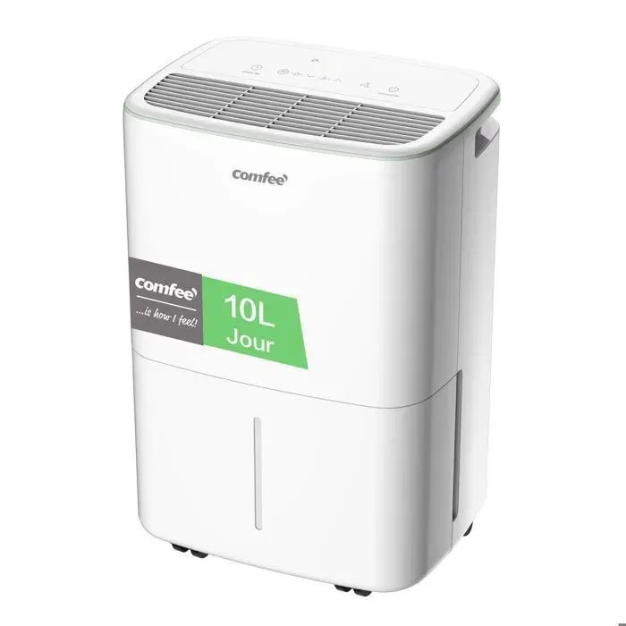 COMFEE Déshumidificateur Portable 10L/Jour Réservoir Amobile 25L Drainage Continu 3 Modes au Choix Minuterie 24h-16 à 31㎡