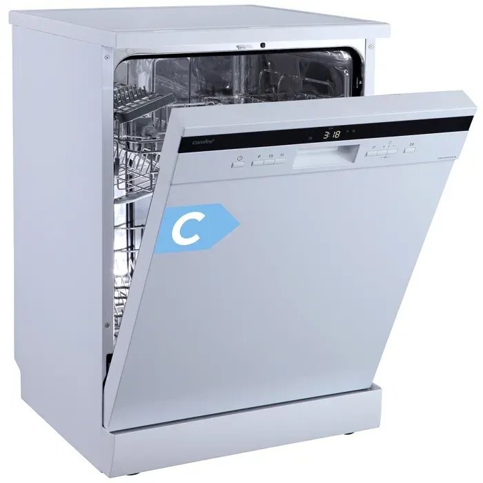 COMFEE Lave-Vaisselle Pose Libre 14 couverts 8 Programmes de Lavage 44 dB(A) Dpart Diffr Demi-Charge Blanc Energy Class C
