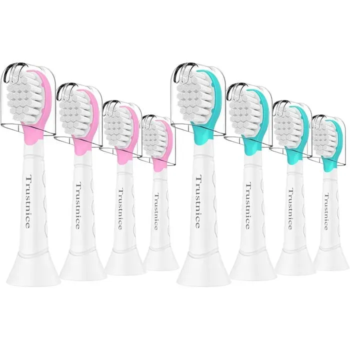 Compatible Lot de 8 têtes de rechange pour brosse à dents Philips Sonicaresouples et compactespour enfants de 3 à 7 ansminirose