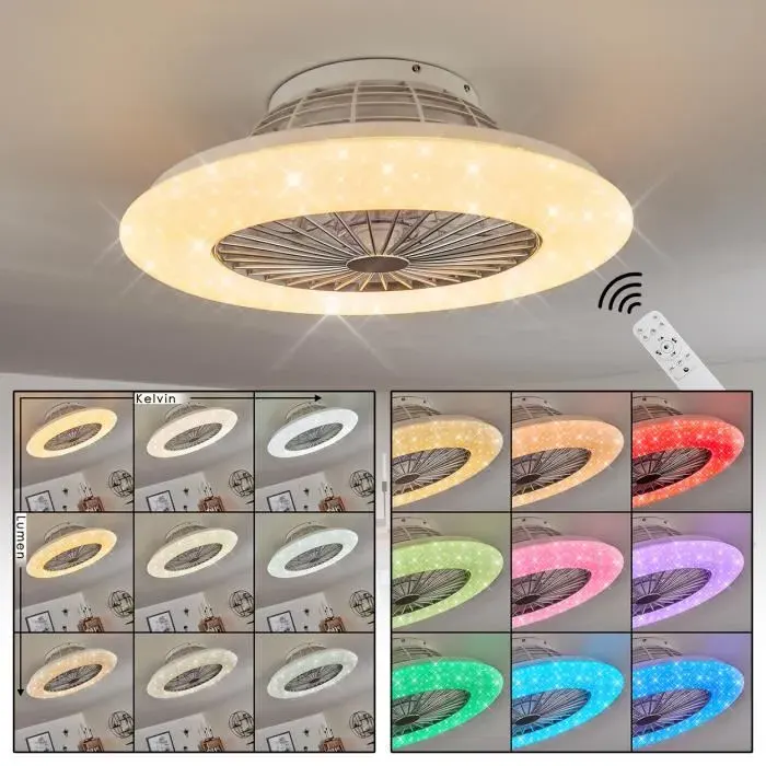 »Concas« plafonnier ventilateur de plafond en métal plastique blanc ampoule(s) non incluse(s)