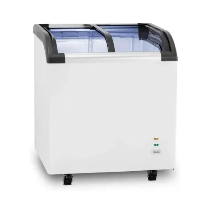 Congélateur coffre - 180L - vitre bombée coulissante - -18°C - LED intérieur