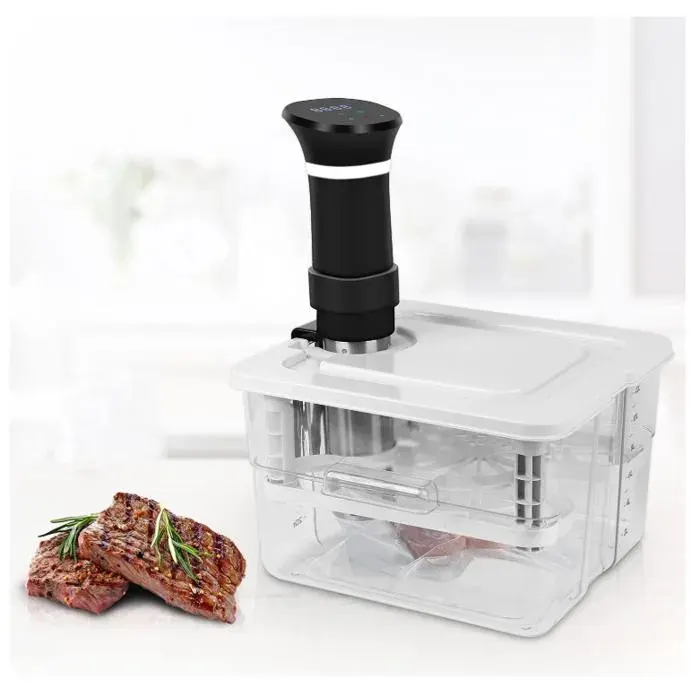 Conteneur Cuisson sous Vide Basse Température avec 1 Couvercle et 1 Grille 12L Recipient pour Thermoplongeur Adapté Cuiseur sous