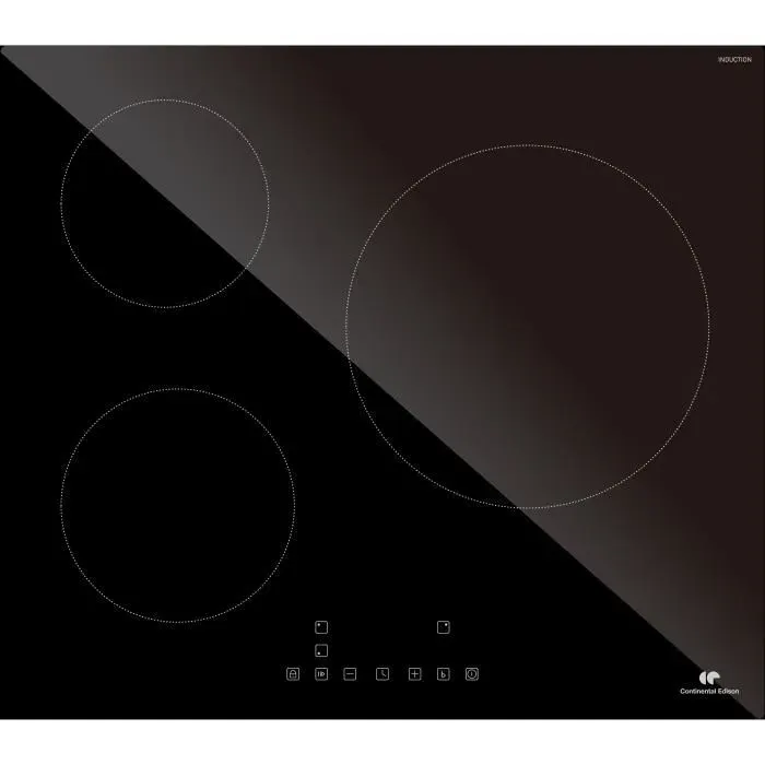 CONTINENTAL EDISON Table induction CETI3B28 3 zones 6600W - 3 boosters - 3 minuteurs - noir