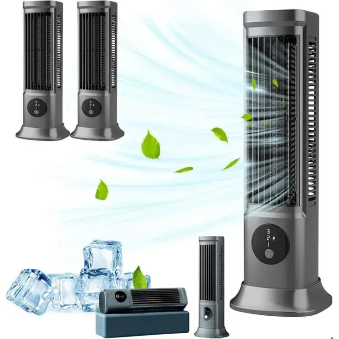 Cooling Ace 3.0 Refroidisseur dair Climatiseur portable 3 vitesses Silencieux Vent frais Conduit circulation étendu Gris Table