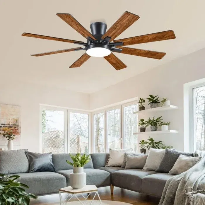 Coreice ventilateur de plafond encastré marron 132 cm LED 8 pales