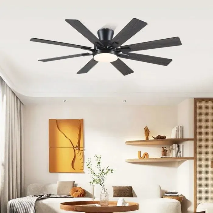 Coreice ventilateur de plafond encastré noir 132 cm LED 8 pales