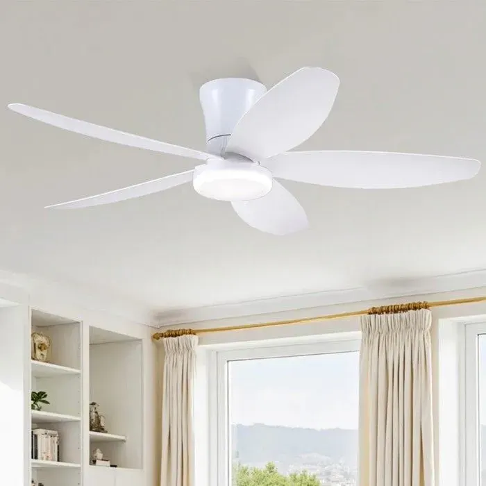Coreice ventilateur de plafond LED 107 cm blanc moteur DC silencieux réversible télécommande 6 vitesses