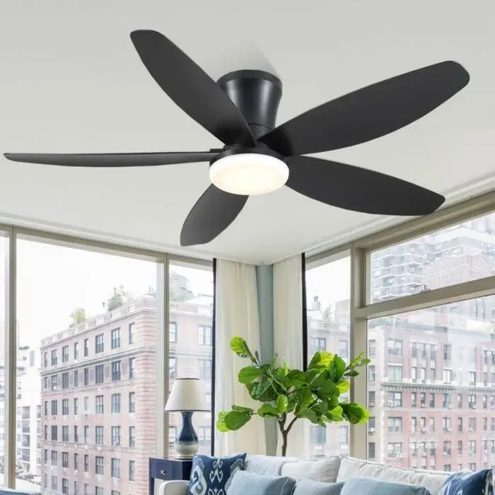 Coreice ventilateur de plafond LED 107 cm noir moteur DC silencieux réversible télécommande 6 vitesses
