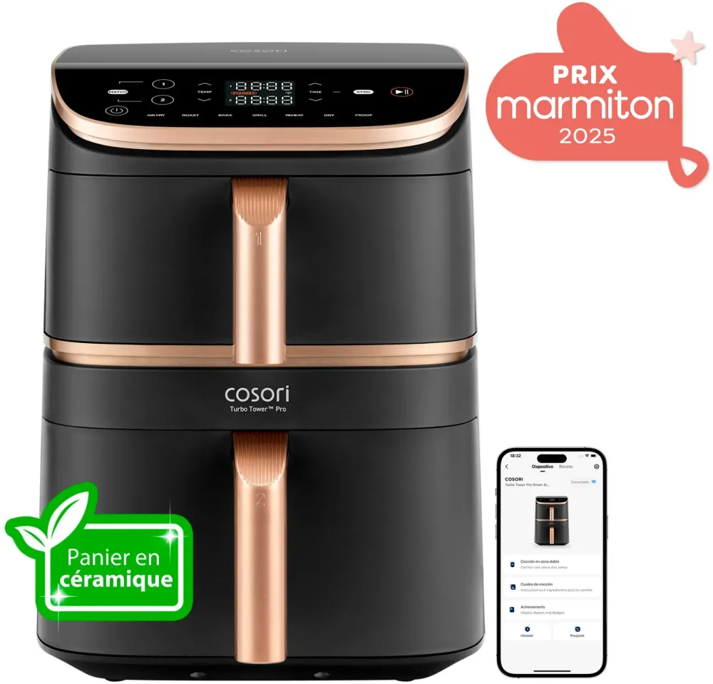 Cosori - Friteuse Sans Huile Kosp0040eun Turbo Tower Pro Smart, 10,8 L, Panier Céramique — vue 4