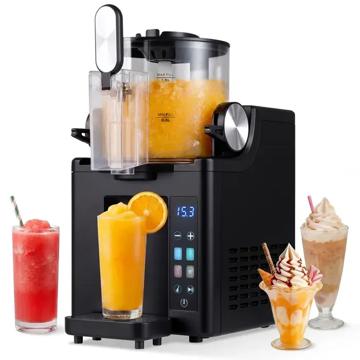 COSTWAY 15 L Machine à Granita Électrique avec 4 Programmes Préréglés Affichage LED Nettoyage Automatique pour Restaurant Bar