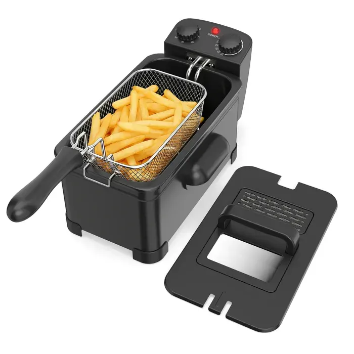 COSTWAY 3 L Friteuse Électrique 2000 W avec Minuterie et Température Réglables Panier Amovible Fenêtre de Visualisation