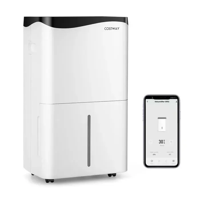 COSTWAY Déshumidificateur dAir 5 en 1 50 L/Jour Contrôle APP pour Espace 60 ㎡ Sèche-Linge Ecran LED Tactile Mode Sommeil Minuterie