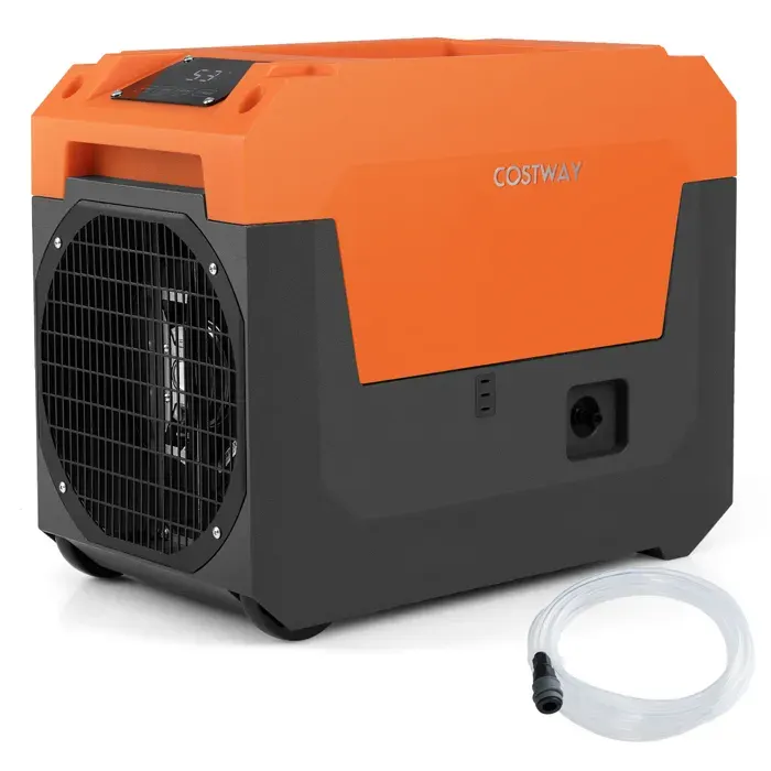 COSTWAY Déshumidificateur Professionnel 66 L/Jour Panneau de Contrôle Minuterie 24H 30%-80% Humidité pour Sous-Sols Garages Orange