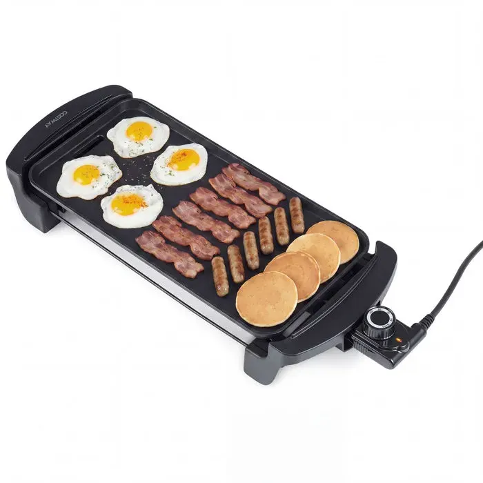 COSTWAY Plancha Électrique 1600W avec Bac de récupération Thermostat Température Réglable pour Voyage Pique Nique Camping