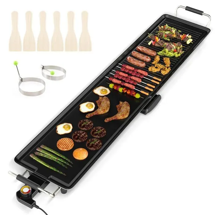 COSTWAY Plancha Electrique Antiadhésive 10 Personnes-1800W Thermal Rapide-Collecteur d’Huile-Conduction