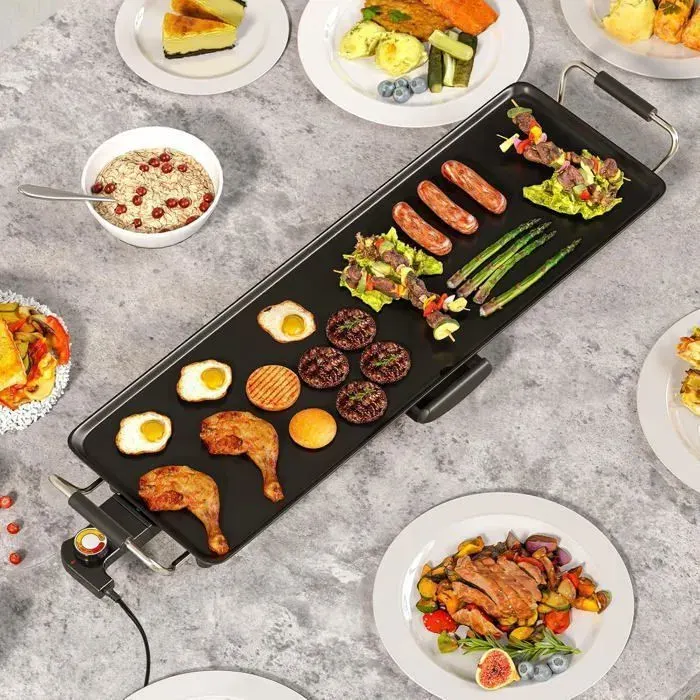 COSTWAY Plancha Electrique Antiadhésive 8 Personnes - 1800W - Température Réglable Thermal Rapide-Collecteur d’Huile