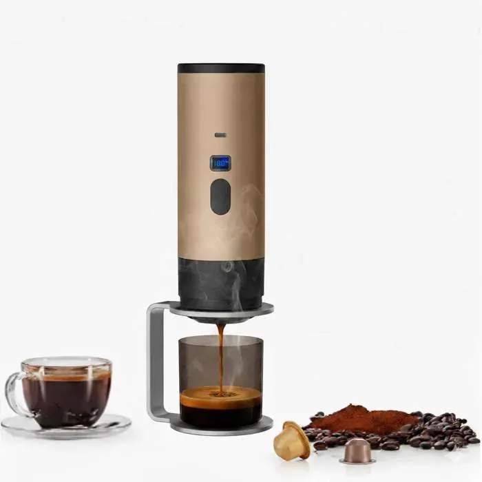 COSYHOMES 15 barres 72W 7800mAh Machine à café à espresso à piles dorée