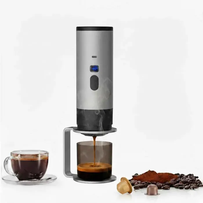 COSYHOMES 15 bars 72W 7800mAh Batterie Cafetière à café Espresso gris