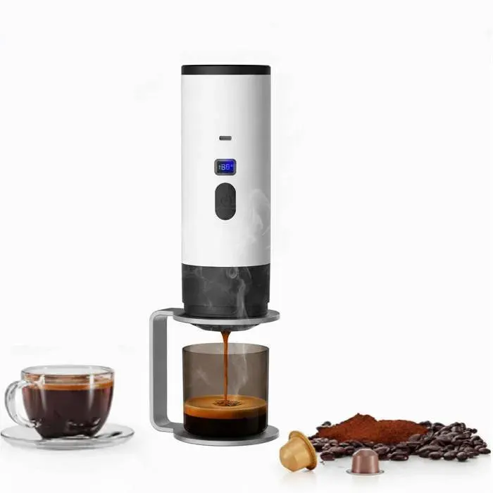COSYHOMES 15 bars 72W 7800mAh batterie Cafetière espresso blanche