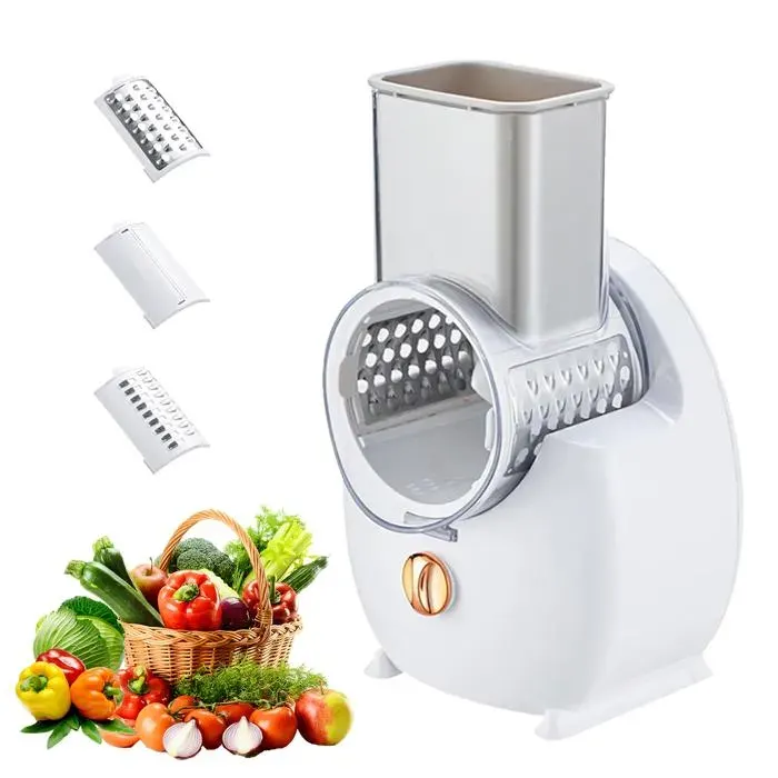 Coupe-légumes électrique 65 W hachoir à légumes électrique 3 en 1 râpe à carottes blanc large goulot dalimentation