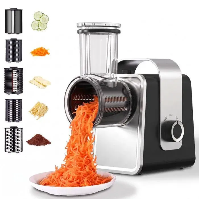 Coupe-Légumes Électrique Multifonction 5 En 1 300W Avec 5 Lames En Acier Inoxydable Hachoir Râpe Électrique