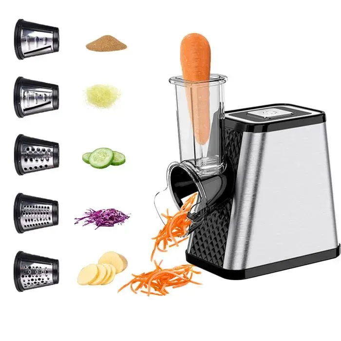 Coupe-Légumes Électrique Multifonction 5 En 1 800W Avec 5 Lames En Acier Inoxydable Hachoir Râpe Électrique À Grande Entrée