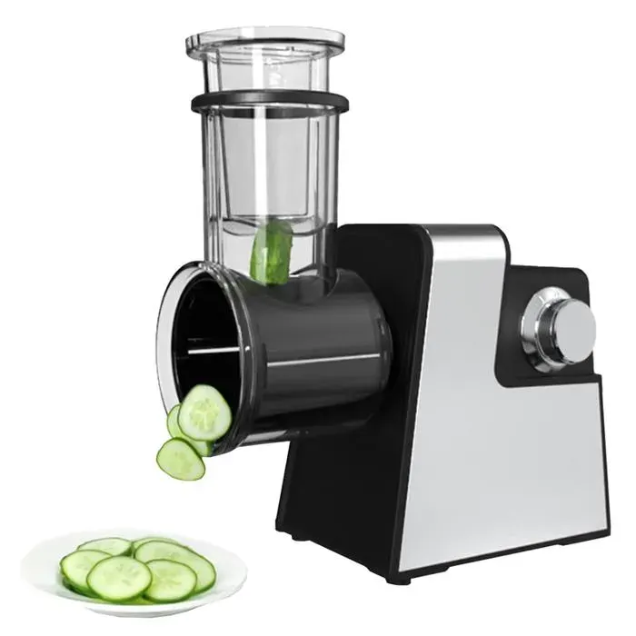 Coupe-Légumes Électrique Multifonction Avec 5 Lames Trancheuse Râpe Hachoir De Cuisine En Acier Inoxydable 200W Pour Légumes