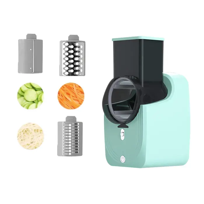 Coupe-légumes électrique presse-salade hachoir à fruits 3 en 1 râpe électrique en acier inoxydable avec 3 lames - vert