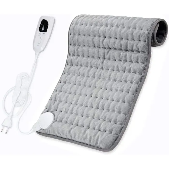 Coussin Chauffant Extra LargeArrêt AutomatiqueTechnologie de Chauffage Rapide Coussin Chauffant Electrique Rapide pour le Dos — coloris Gris