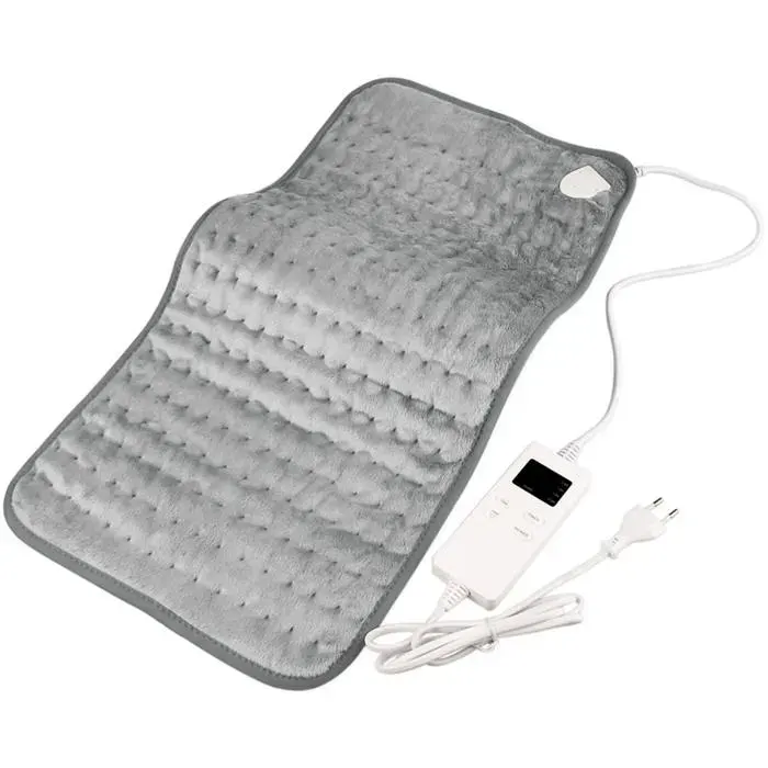 Couverture chauffante 30x60cm affichage LED 6 réglages de température chauffage rapide lavable indispensable en hiver gris