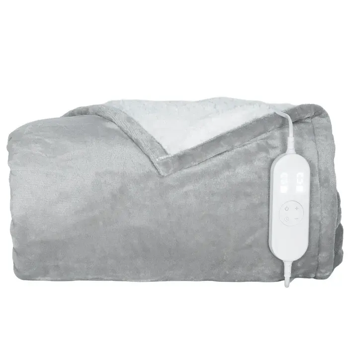 Couverture chauffante - HOMCOM - 9 niveaux de chauffage minuterie 9H - flanelle et velours de coton - 180x130cm - gris