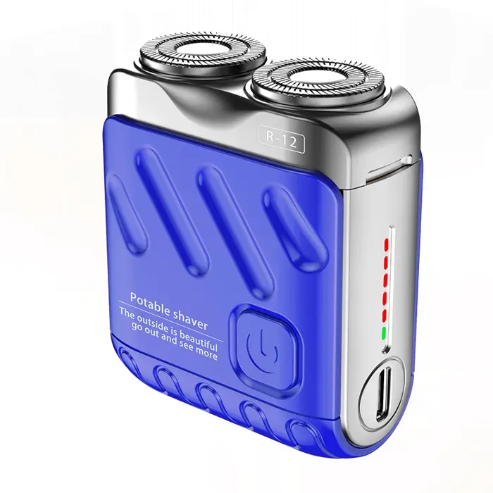 COZY - RASOIR ELECTRIQUE - Mini rasoir électrique type C étanche coupe cheveux & barbe portable rasoir voyage - Bleu