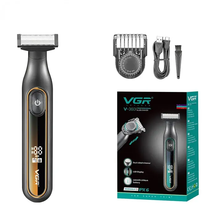 COZY - RASOIR ELECTRIQUE - Rasoir homme V-360 tondeuse LED étanche pro barbe & cheveux machine à raser – Jaune