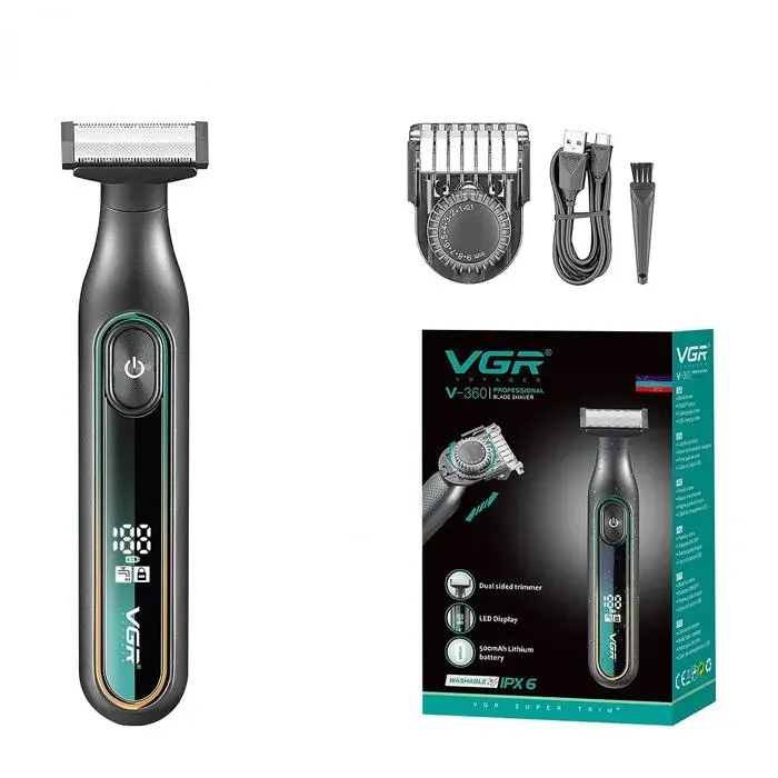 COZY - RASOIR ELECTRIQUE - Rasoir homme V-360 tondeuse LED étanche pro barbe & cheveux machine à raser – Vert